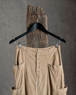 Cord Cargo Skirt Camel