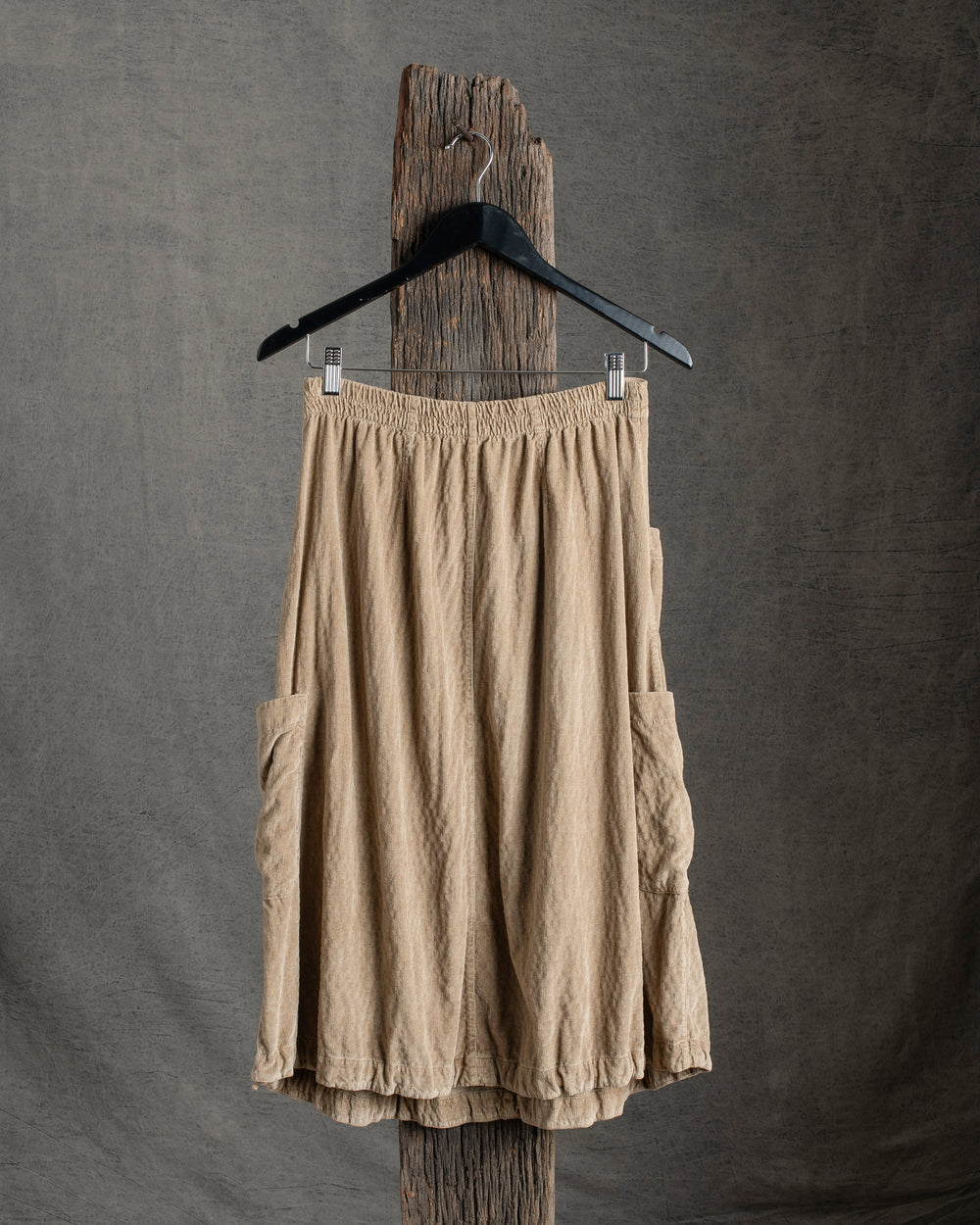 Cord Cargo Skirt Camel