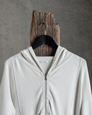 Wool Blend Zip Hooded Jacket Chalk