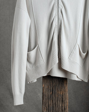 Wool Blend Zip Hooded Jacket Chalk