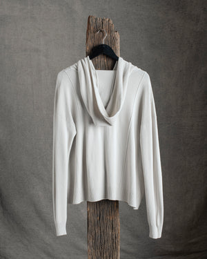 Wool Blend Zip Hooded Jacket Chalk