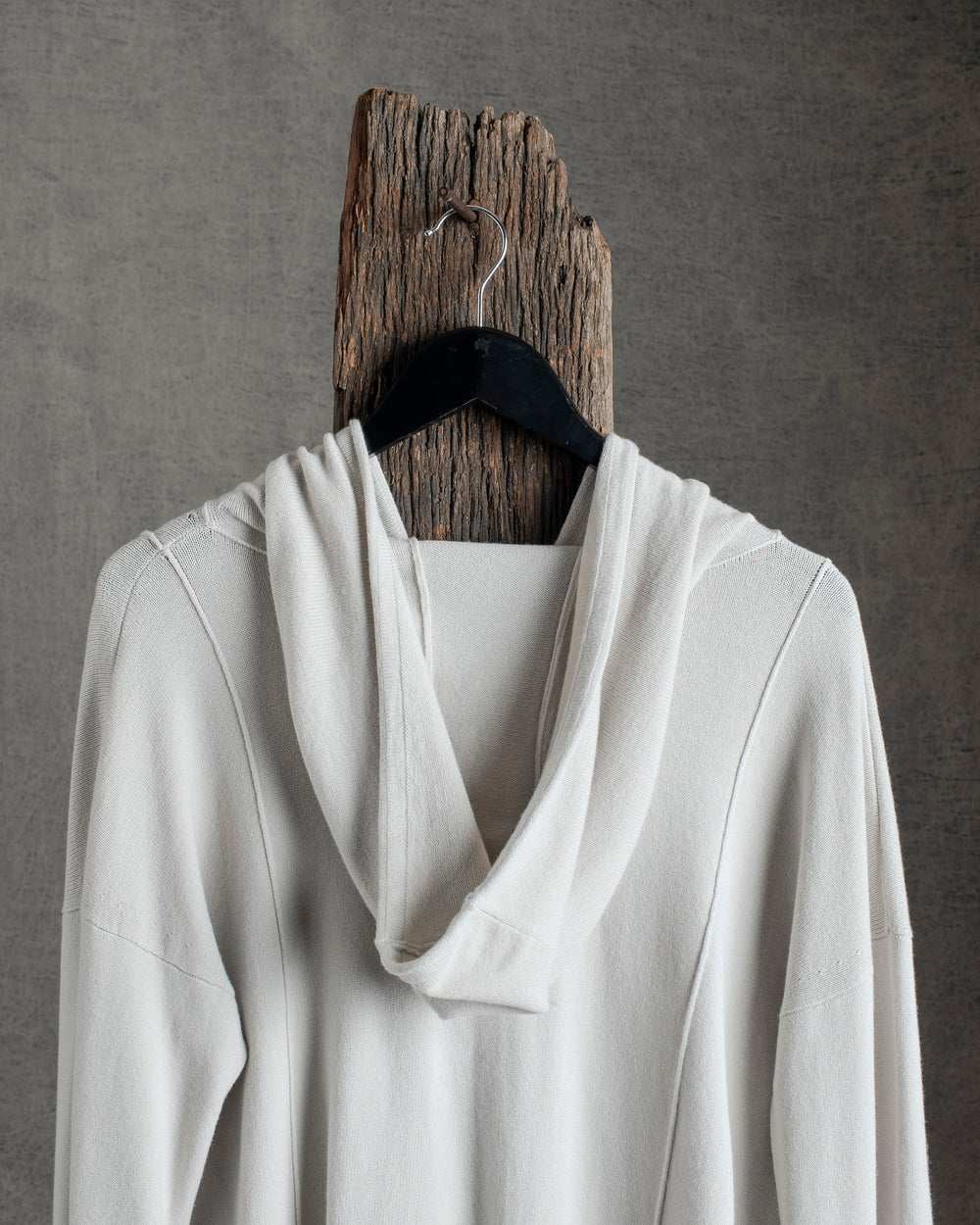 Wool Blend Zip Hooded Jacket Chalk