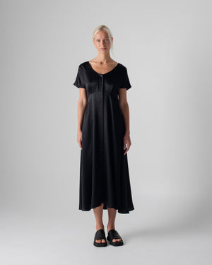 Johanna Tie Dress Hammered Silk Black