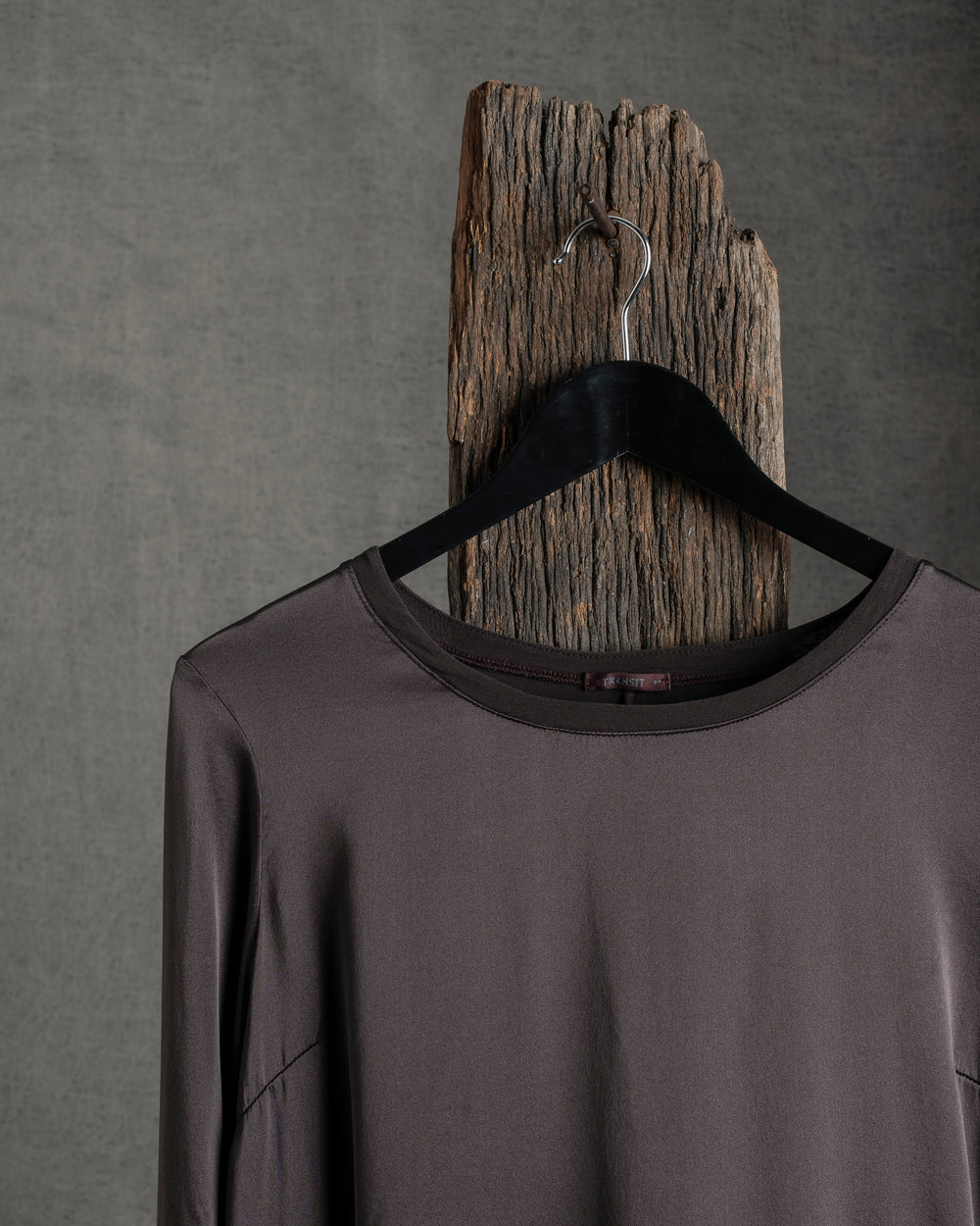 Stretch Silk Satin LS Top Merlot