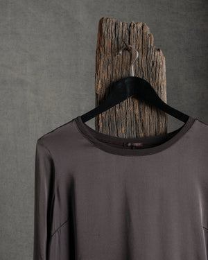 Stretch Silk Satin LS Top Merlot