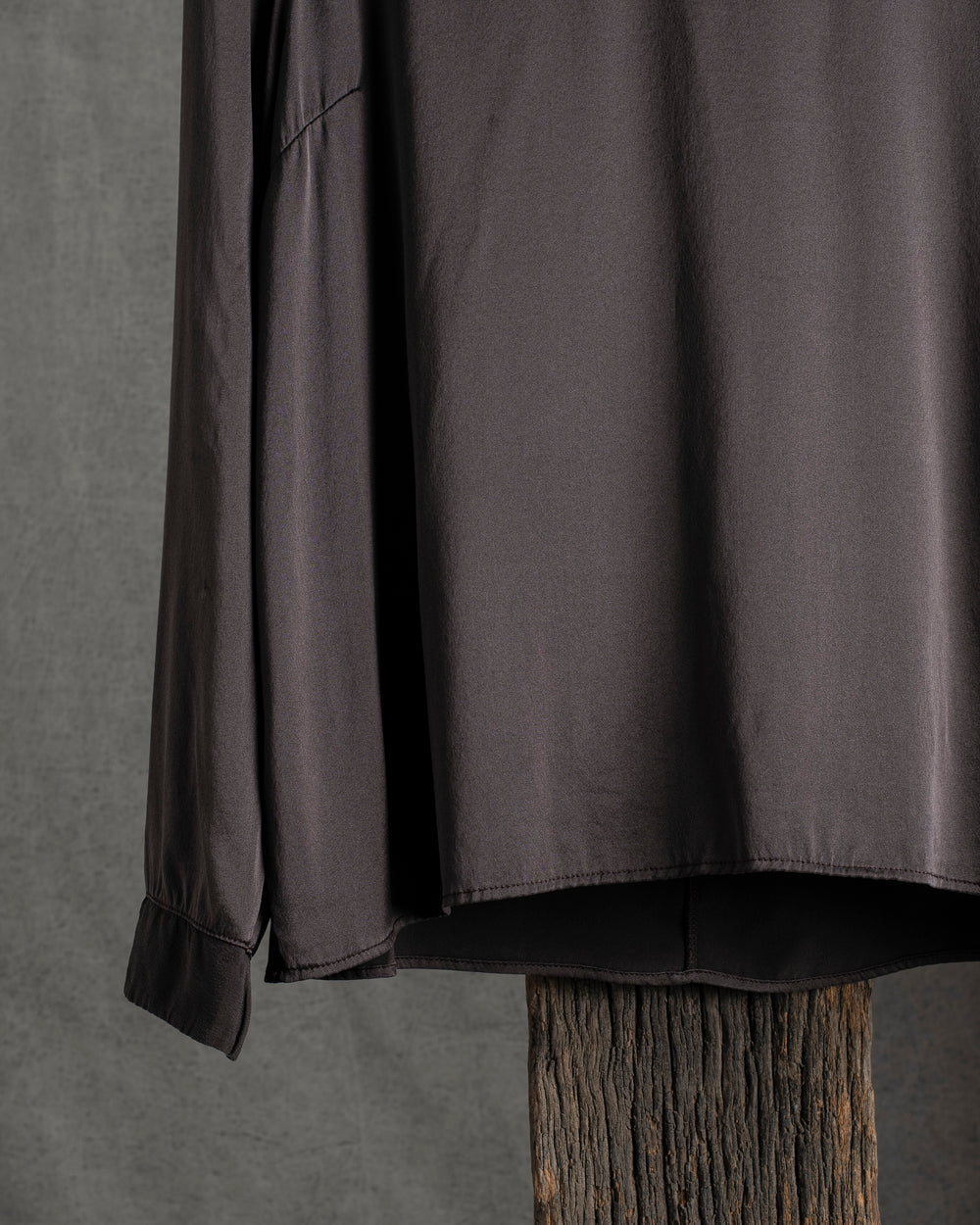 Stretch Silk Satin LS Top Merlot