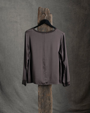 Stretch Silk Satin LS Top Merlot