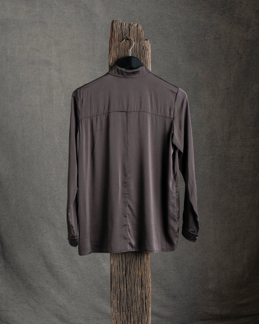 Stretch Silk Satin Shirt Merlot