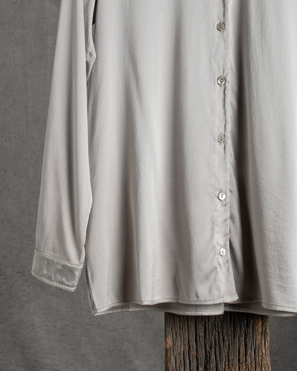 Stretch Silk Satin Shirt Stone