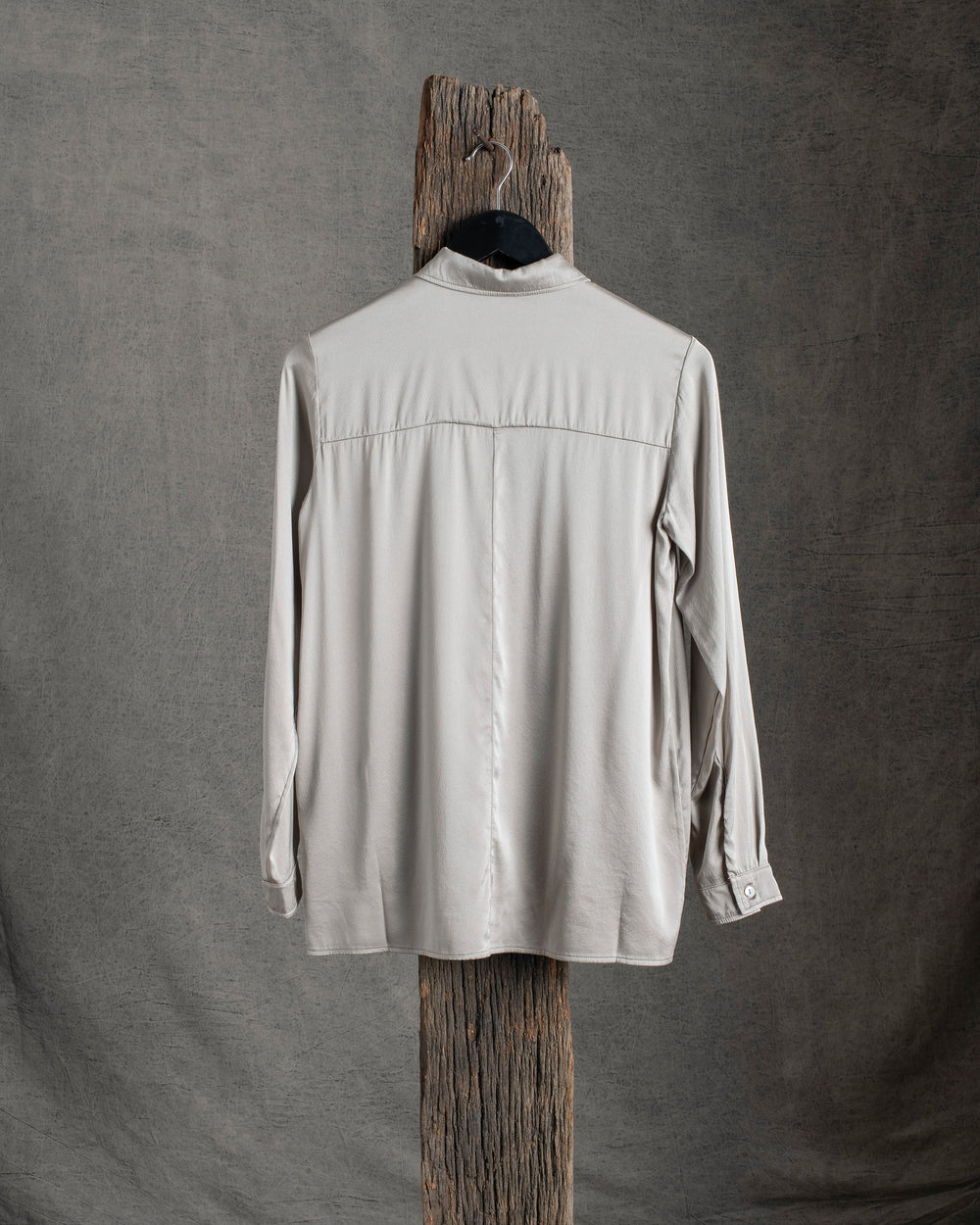 Stretch Silk Satin Shirt Stone