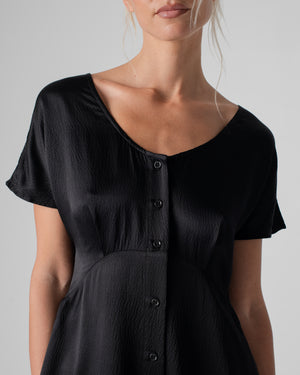 Johanna Tie Dress Hammered Silk Black