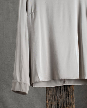 Stretch Silk Satin LS Top Stone