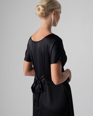 Johanna Tie Dress Hammered Silk Black