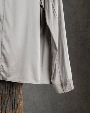 Stretch Silk Satin LS Top Stone