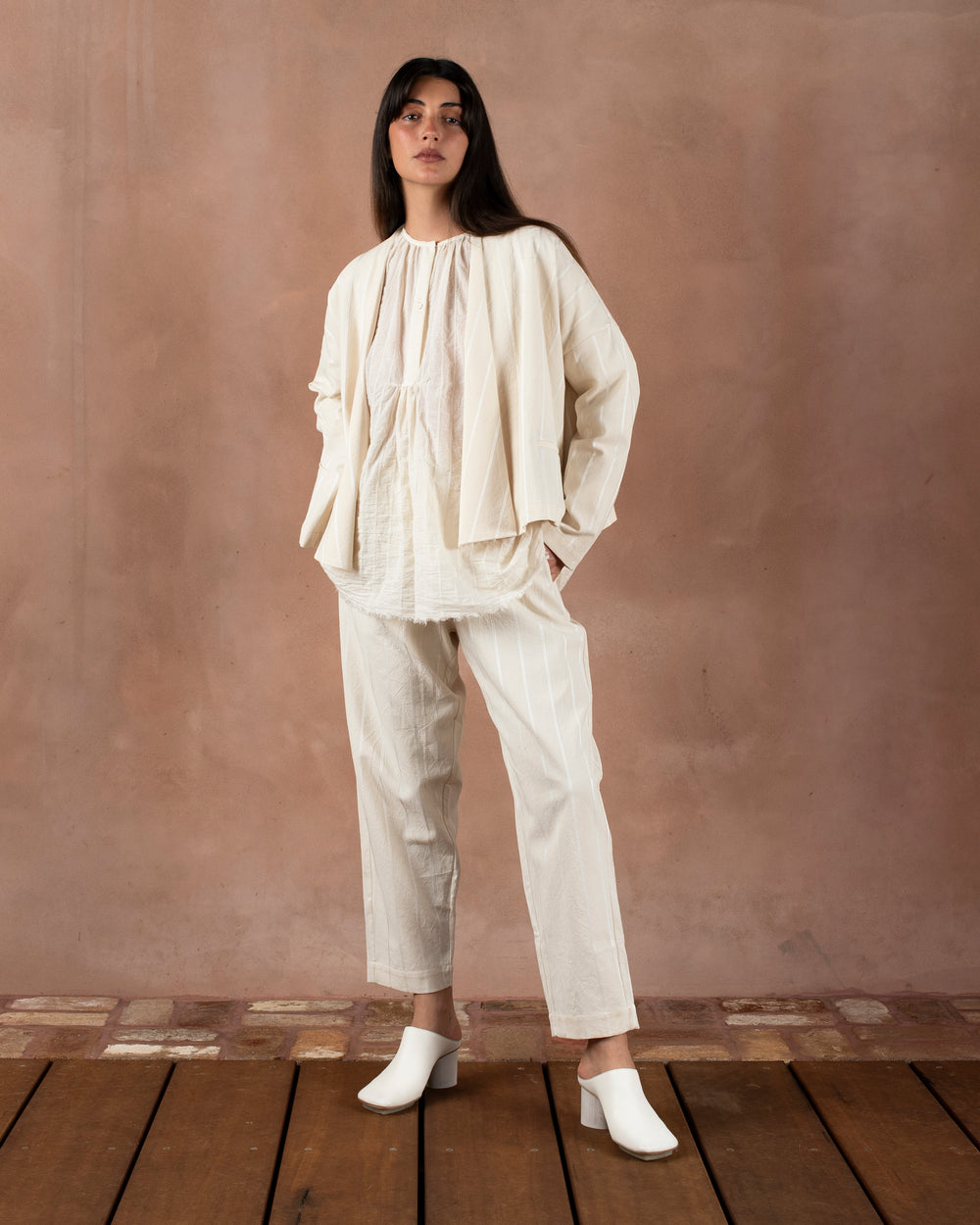 Leather Stone Mule Off White