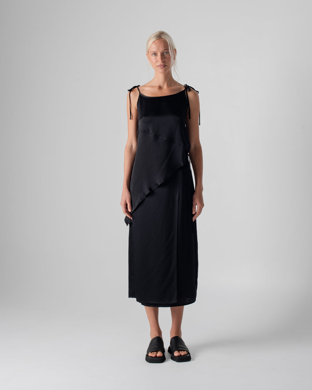 Wrap Skirt Hammered Silk Black