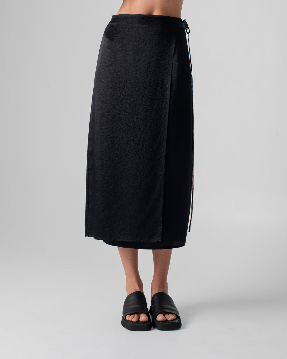 Wrap Skirt Hammered Silk Black