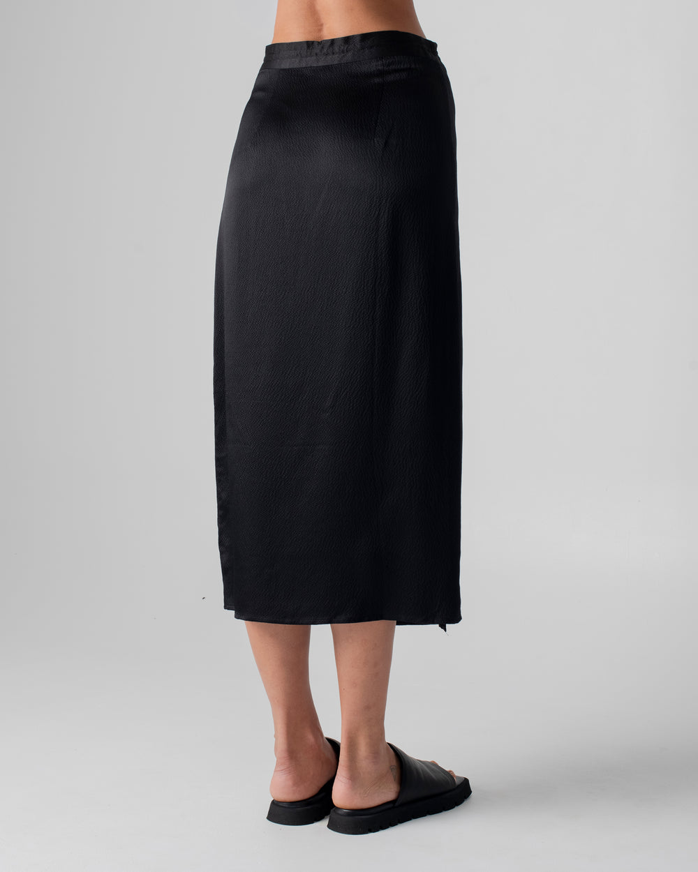 Wrap Skirt Hammered Silk Black