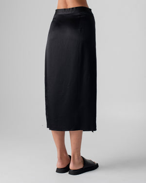 Wrap Skirt Hammered Silk Black