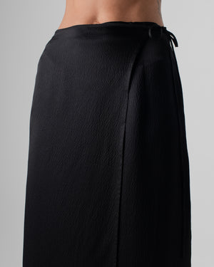 Wrap Skirt Hammered Silk Black