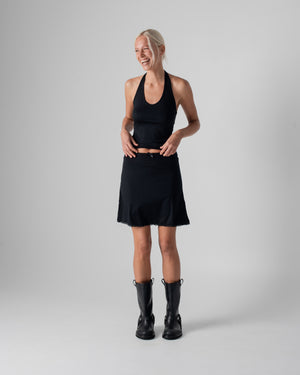 Silk Jersey Mini Slip Skirt Black