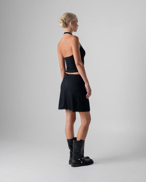 Silk Jersey Halter Top Black