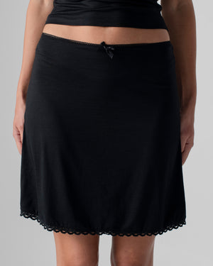 Silk Jersey Mini Slip Skirt Black