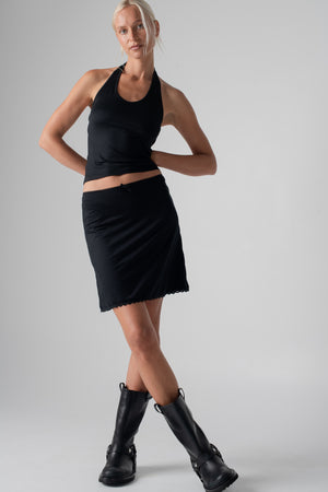 Silk Jersey Mini Slip Skirt Black
