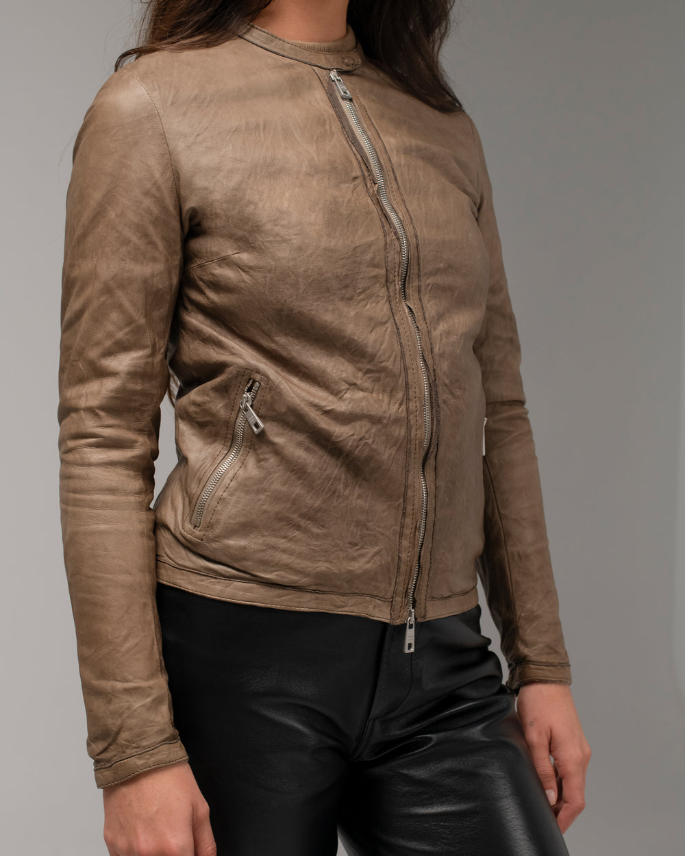 Zip Up Jacket Leather Fango GD24S8374V