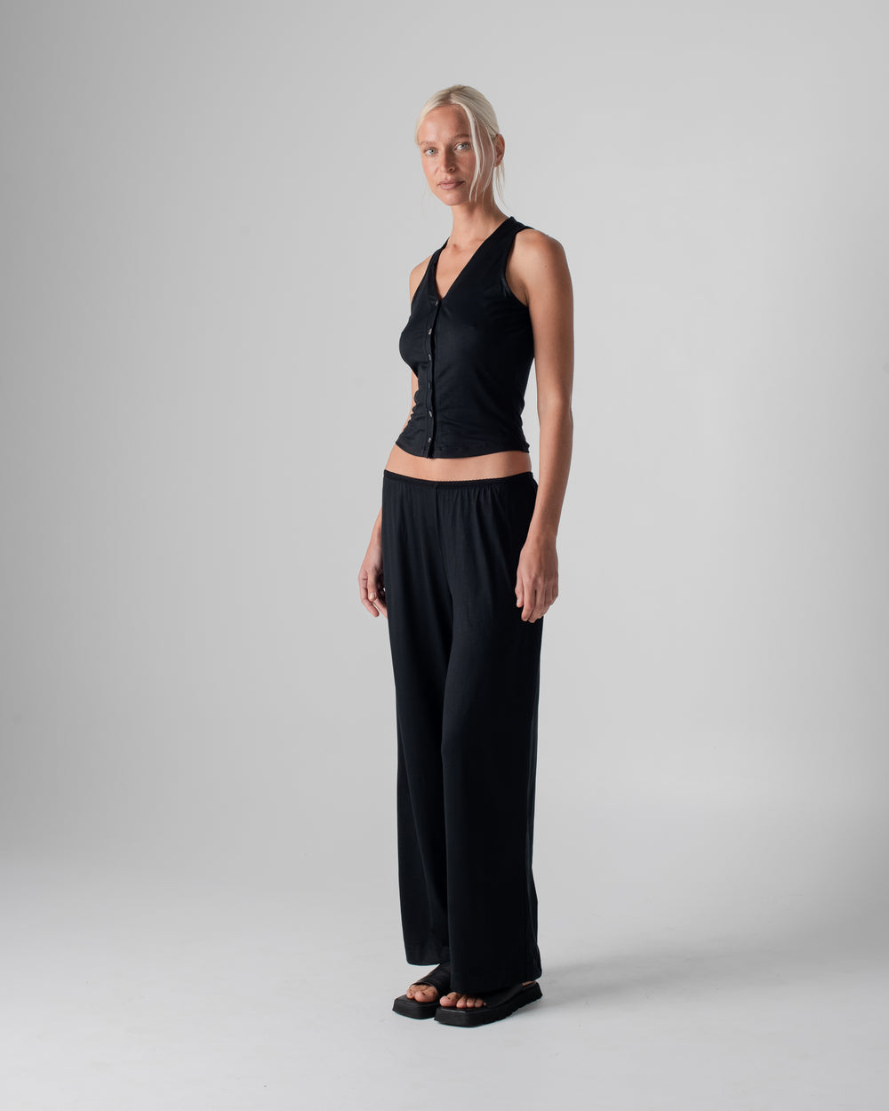 Silk Jersey Vest Top Black