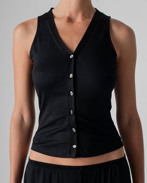 Silk Jersey Vest Top Black