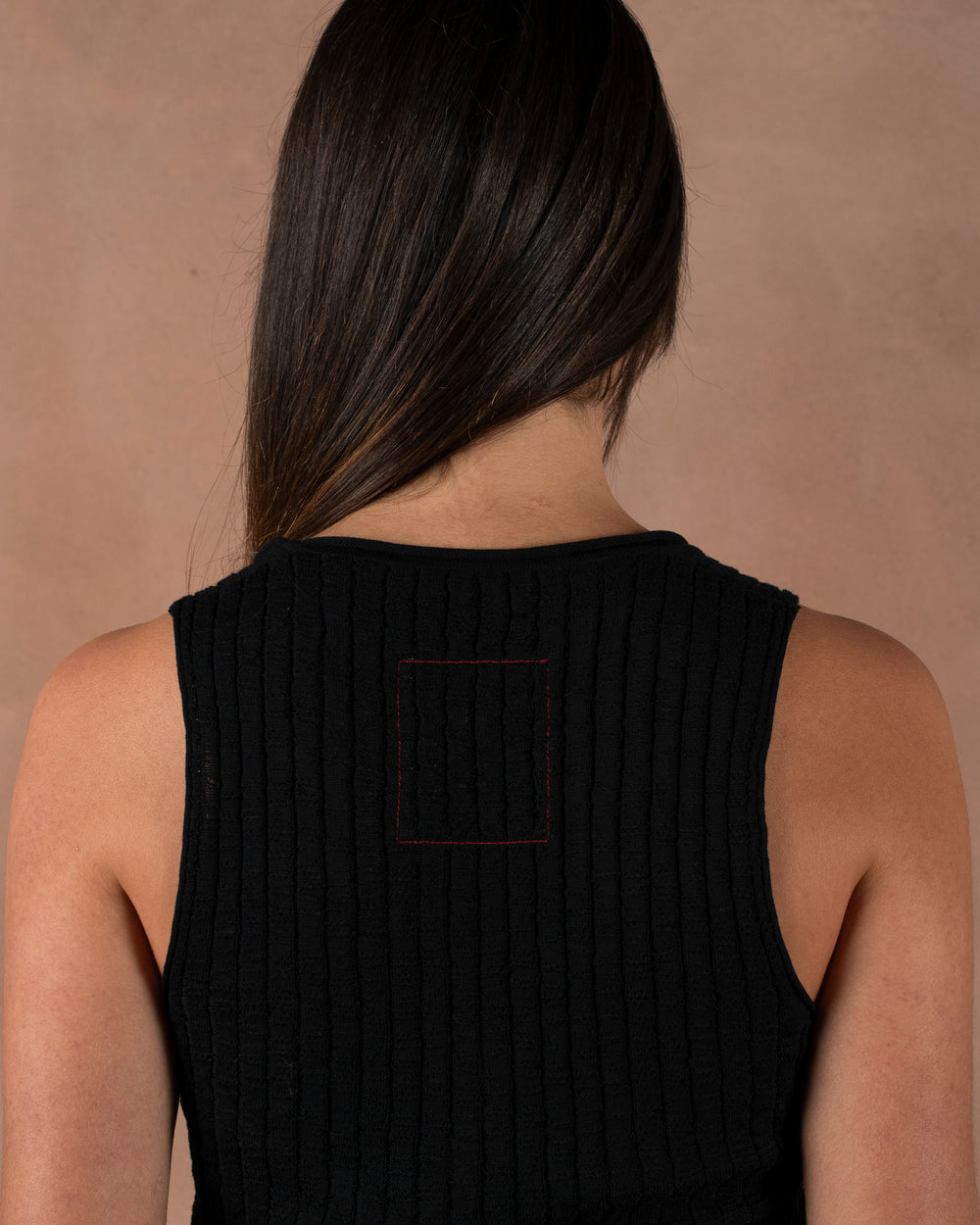 Frayed Tank Top Cotton Silk Black