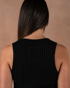 Frayed Tank Top Cotton Silk Black