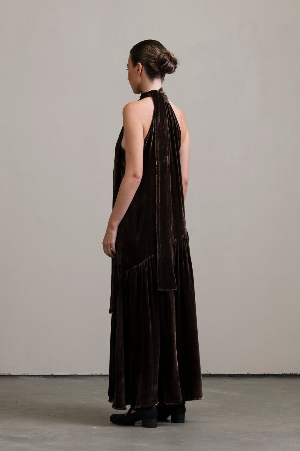 Velvet Halter Dress Moka