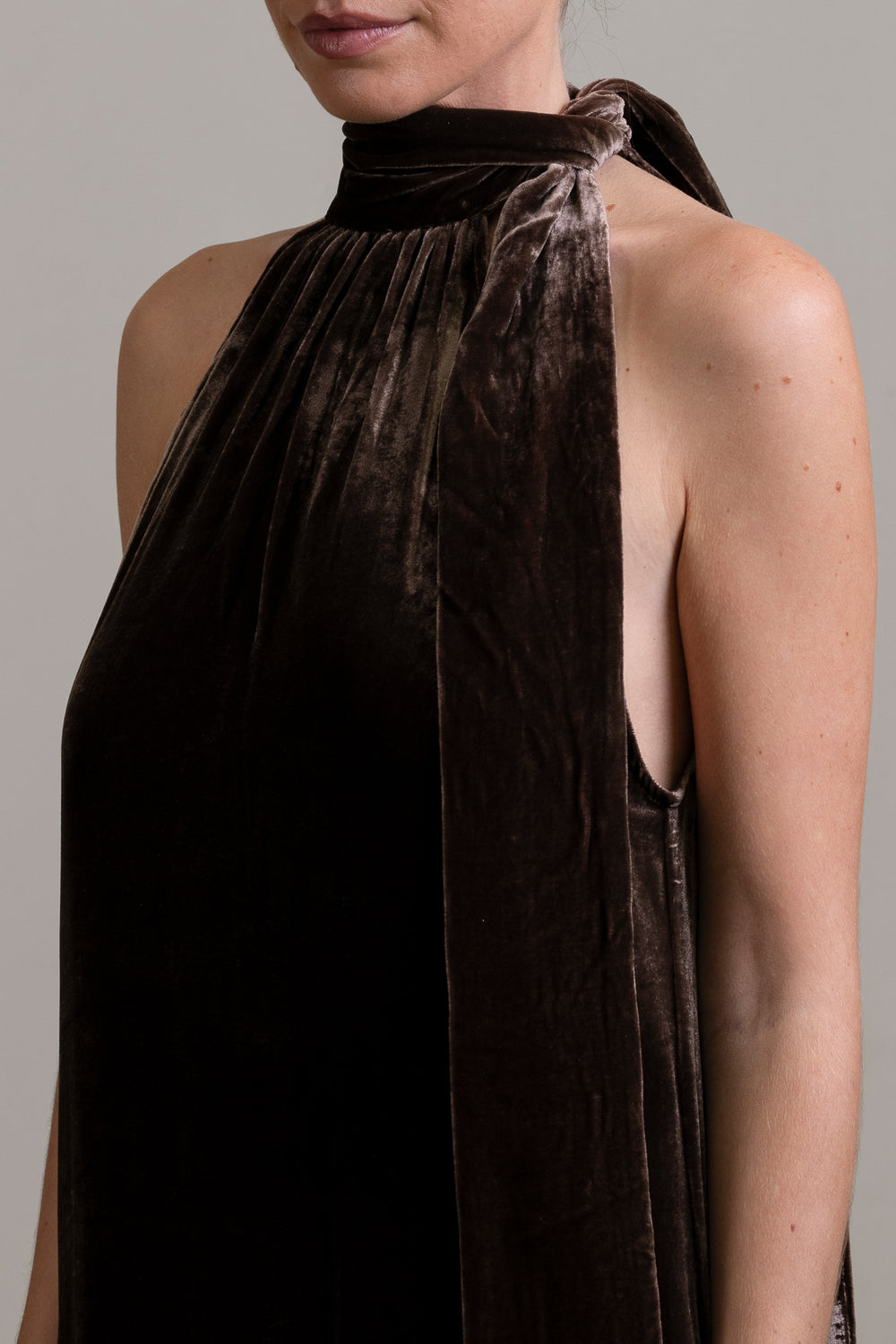 Velvet Halter Dress Moka