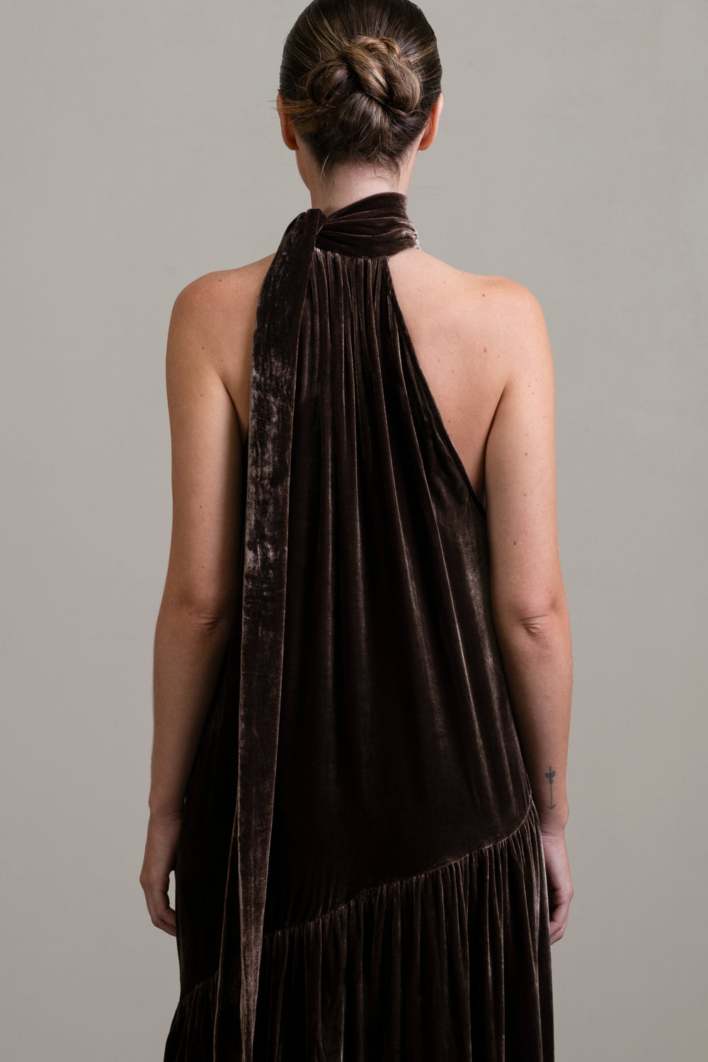 Velvet Halter Dress Moka