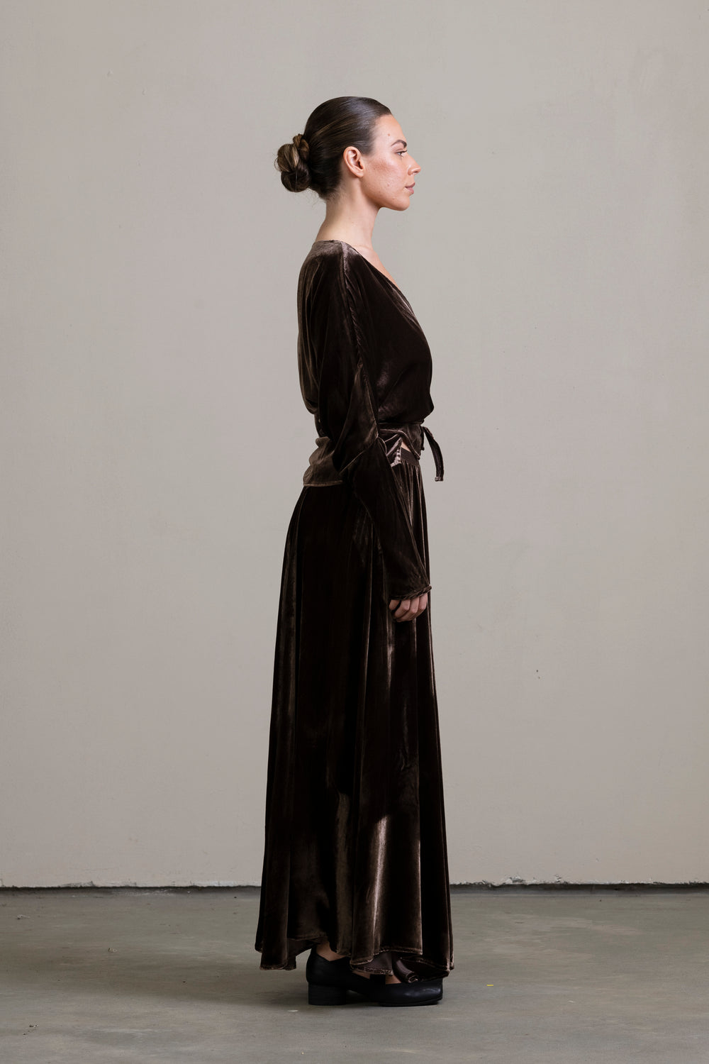 Velvet Wrap Blouse Moka