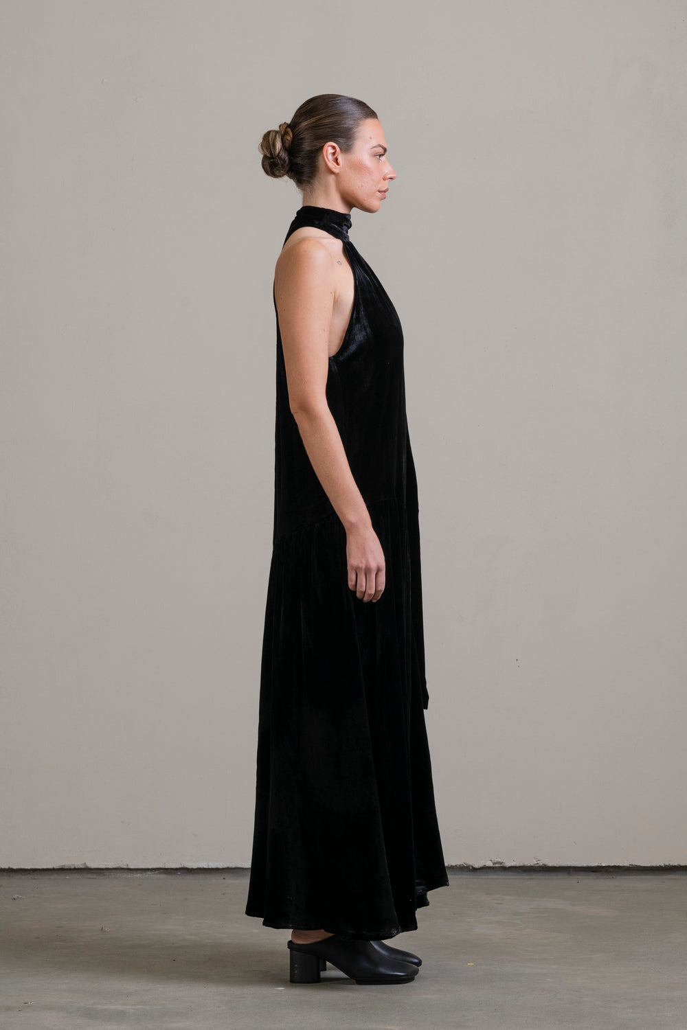 Velvet Halter Dress Black