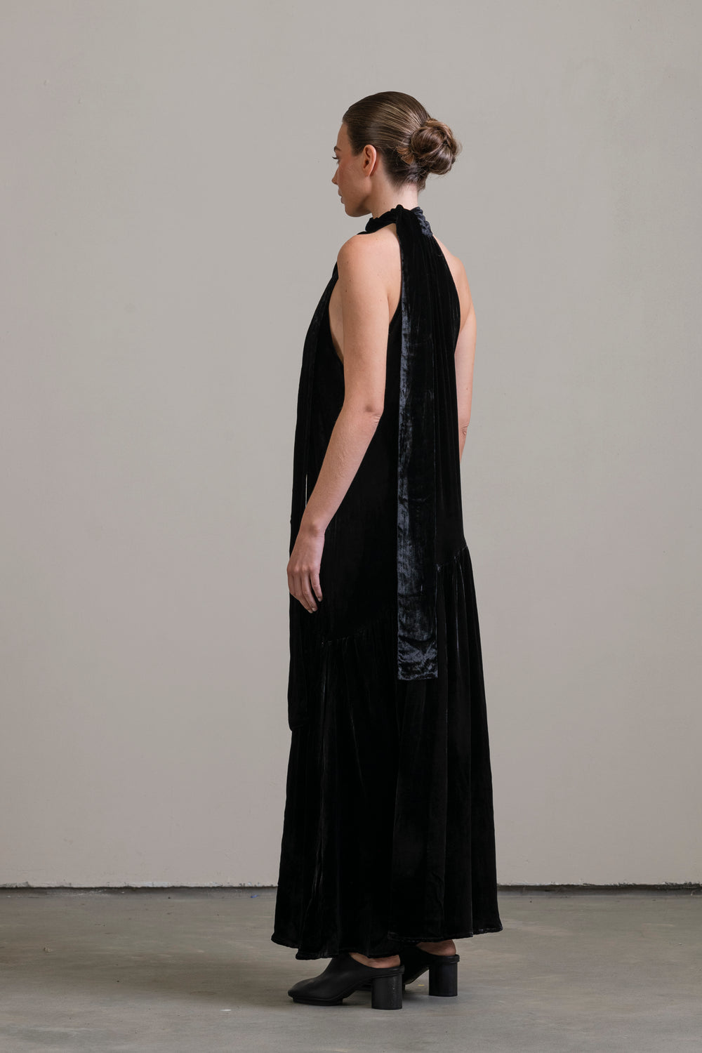 Velvet Halter Dress Black