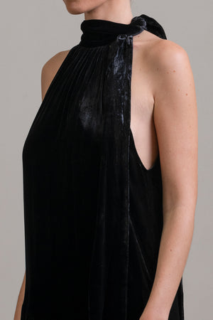 Velvet Halter Dress Black