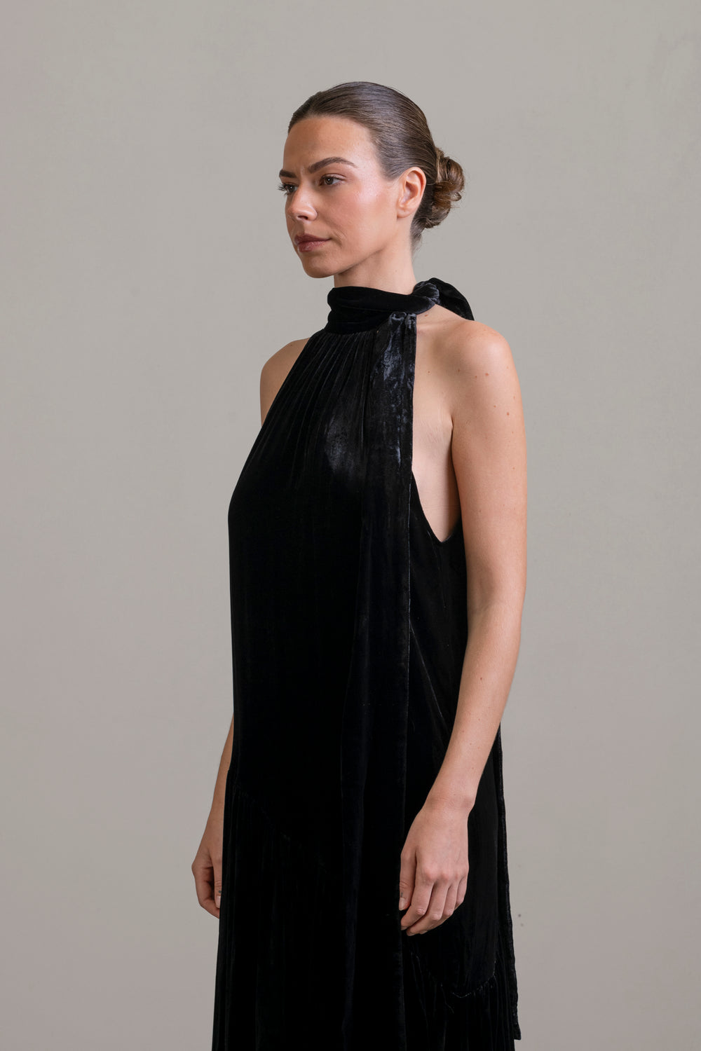 Velvet Halter Dress Black