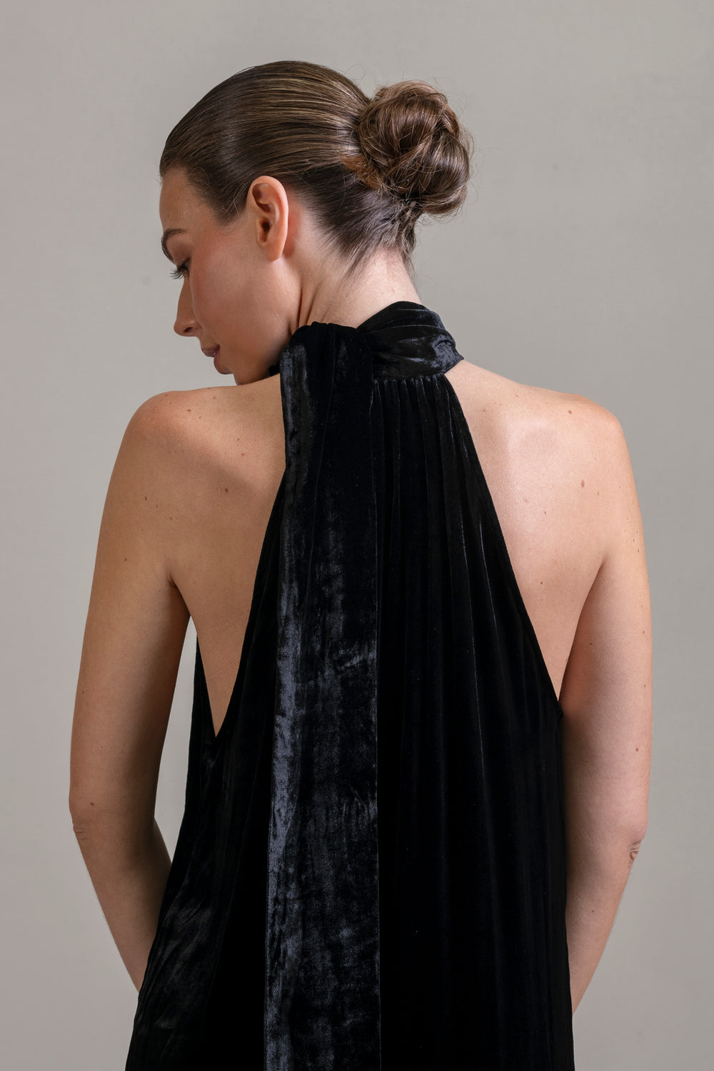 Velvet Halter Dress Black