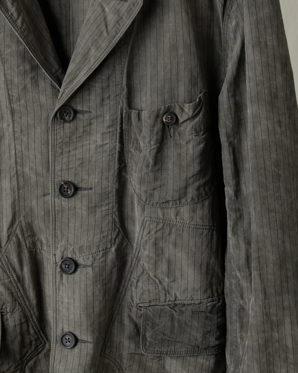 Striped Patchwork Workers Blazer