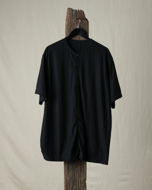 Henley Neck Gathered T Shirt