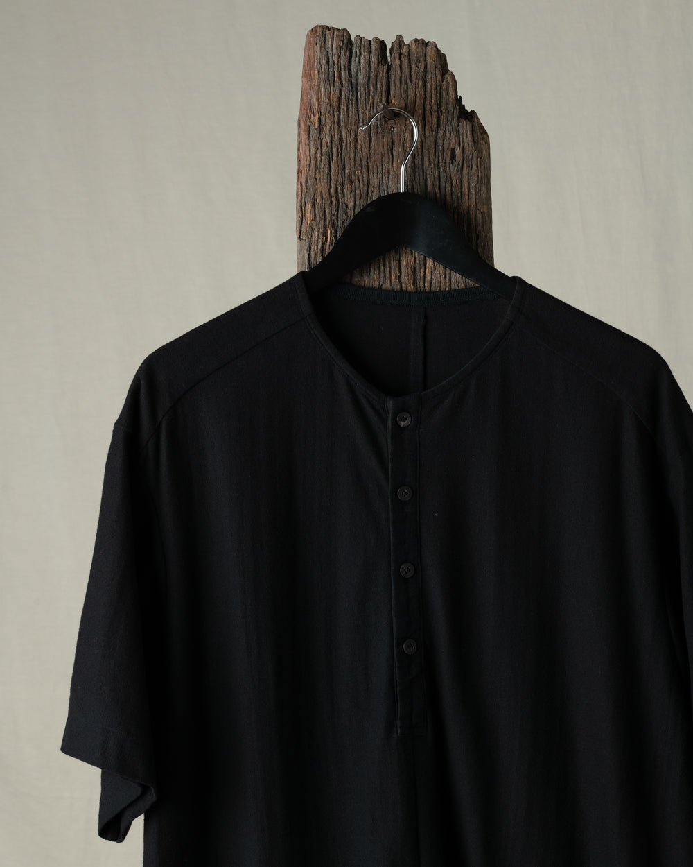 Henley Neck Gathered T Shirt