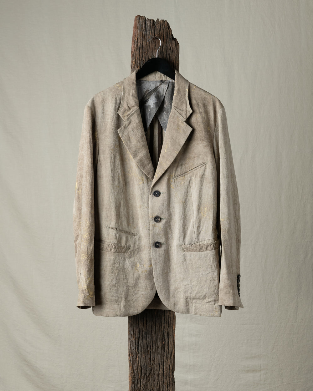 Gold Leaf Notch Collar Three Button Blazer