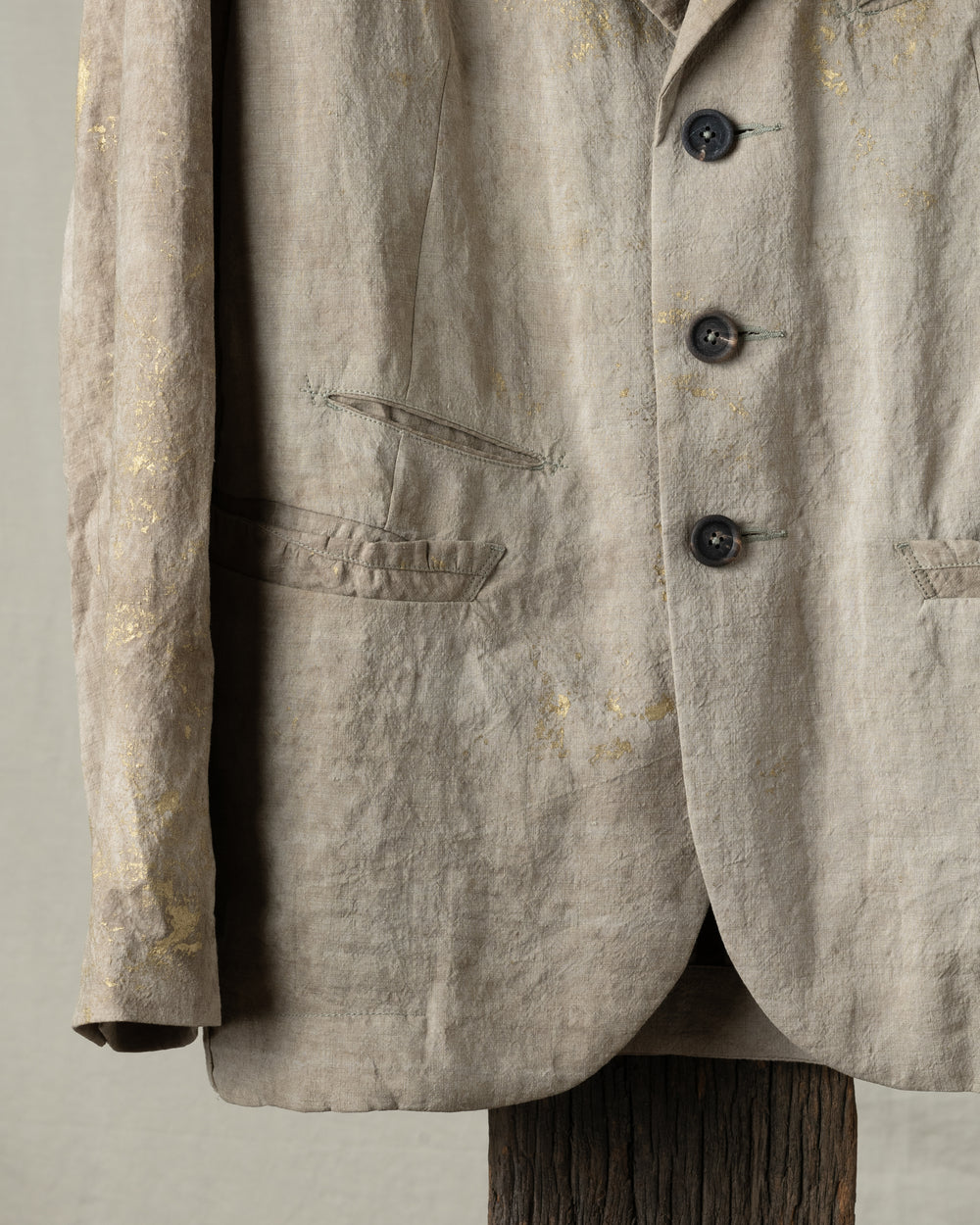 Gold Leaf Notch Collar Three Button Blazer
