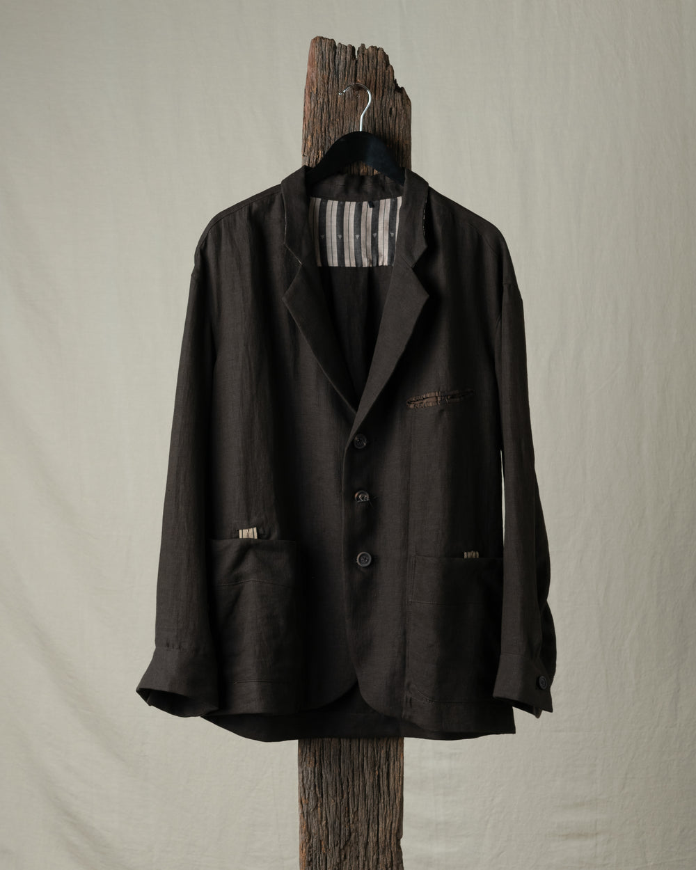 Stand Collar Three Button Blazer