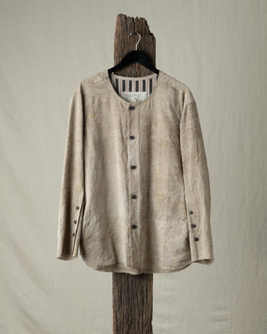 Gold Leaf Collarless Patchwork Shirt