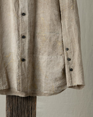 Gold Leaf Collarless Patchwork Shirt